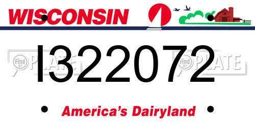 I322072 Wisconsin License Plate