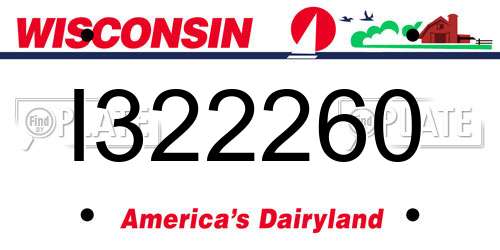 I322260 Wisconsin License Plate