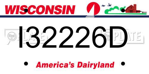 I32226D Wisconsin License Plate