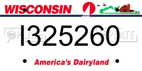 I325260 Wisconsin License Plate