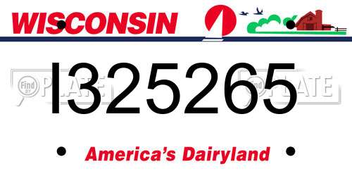 I325265 Wisconsin License Plate