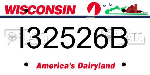 I32526B Wisconsin License Plate