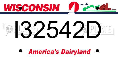 I32542D Wisconsin License Plate
