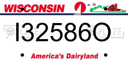 I32586O Wisconsin License Plate