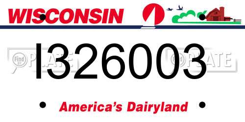 I326003 Wisconsin License Plate