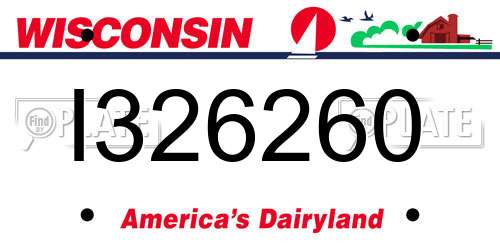I326260 Wisconsin License Plate