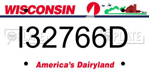 I32766D Wisconsin License Plate