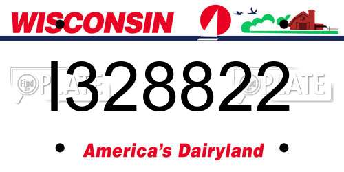 I328822 Wisconsin License Plate