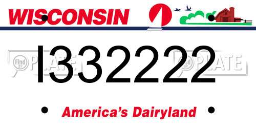I332222 Wisconsin License Plate