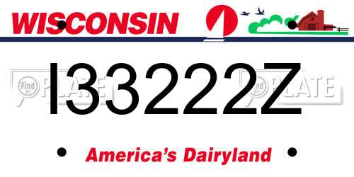 I33222Z Wisconsin License Plate