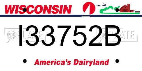 I33752B Wisconsin License Plate