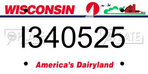 I340525 Wisconsin License Plate
