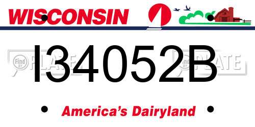 I34052B Wisconsin License Plate