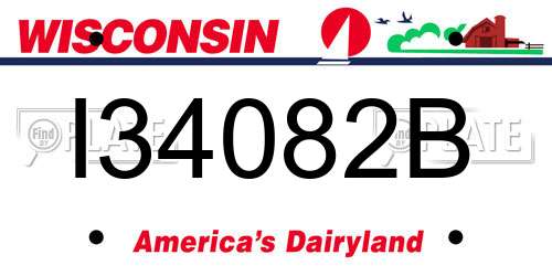 I34082B Wisconsin License Plate