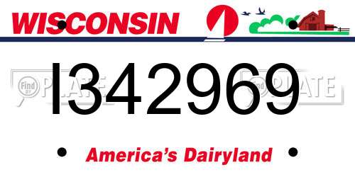 I342969 Wisconsin License Plate