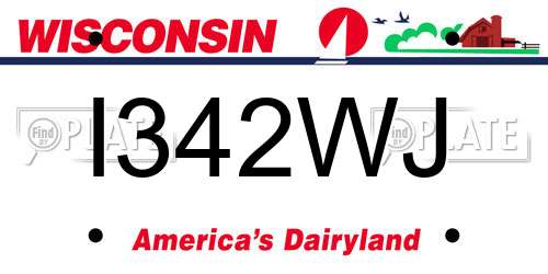 I342WJ Wisconsin License Plate