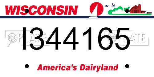 I344165 Wisconsin License Plate