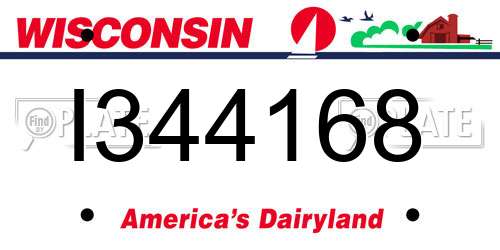 I344168 Wisconsin License Plate