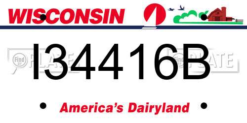 I34416B Wisconsin License Plate