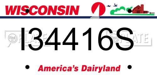 I34416S Wisconsin License Plate