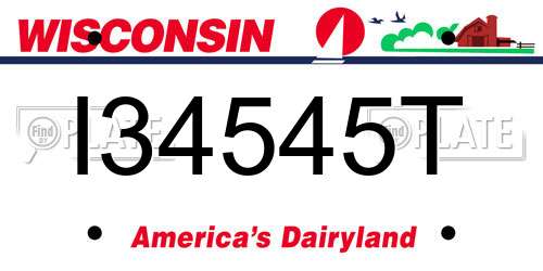 I34545T Wisconsin License Plate