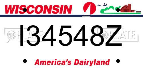 I34548Z Wisconsin License Plate