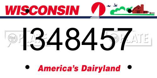 I348457 Wisconsin License Plate