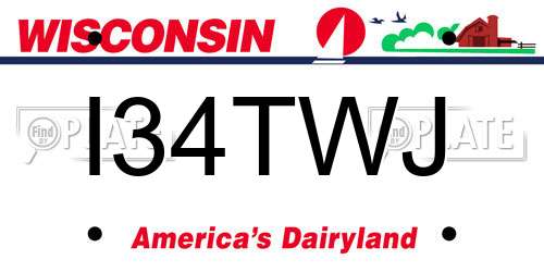 I34TWJ Wisconsin License Plate