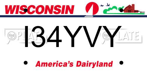 I34YVY Wisconsin License Plate