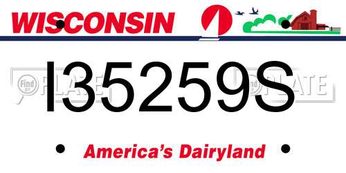 I35259S Wisconsin License Plate