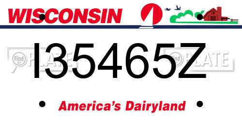 I35465Z Wisconsin License Plate
