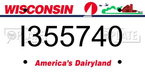I355740 Wisconsin License Plate