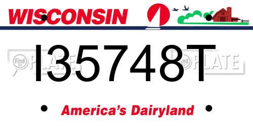I35748T Wisconsin License Plate
