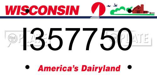 I357750 Wisconsin License Plate