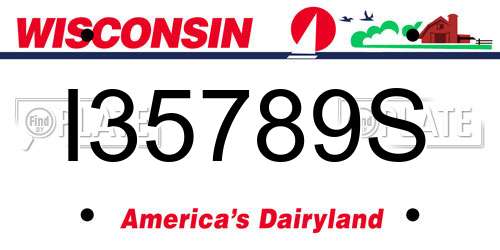 I35789S Wisconsin License Plate