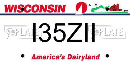 I35ZII Wisconsin License Plate