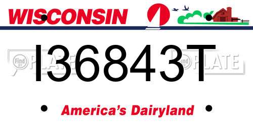 I36843T Wisconsin License Plate