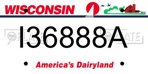 I36888A Wisconsin License Plate