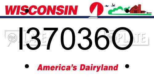 I37036O Wisconsin License Plate