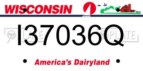 I37036Q Wisconsin License Plate