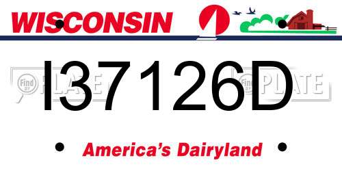 I37126D Wisconsin License Plate