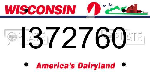 I372760 Wisconsin License Plate
