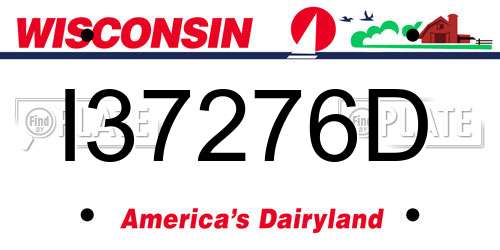 I37276D Wisconsin License Plate