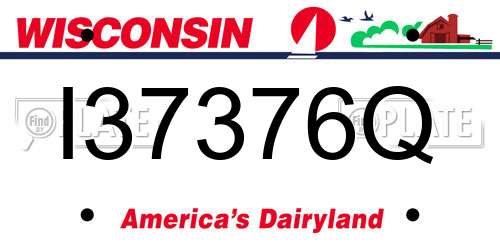 I37376Q Wisconsin License Plate