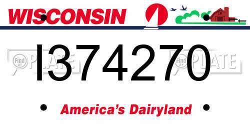 I374270 Wisconsin License Plate