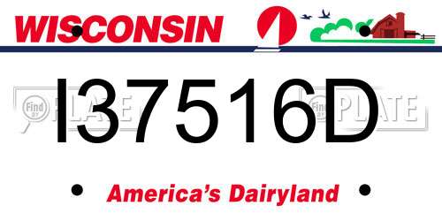 I37516D Wisconsin License Plate