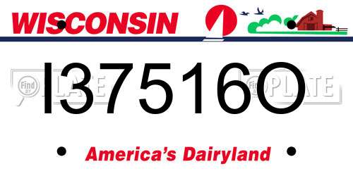 I37516O Wisconsin License Plate
