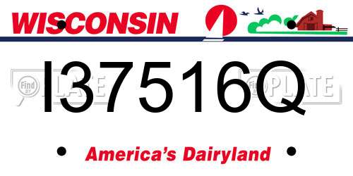 I37516Q Wisconsin License Plate