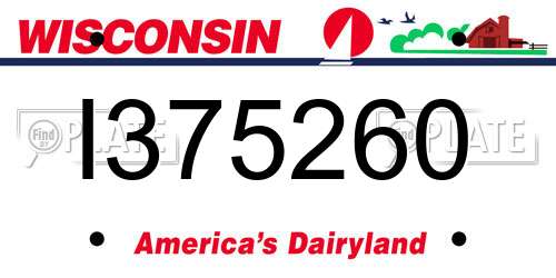 I375260 Wisconsin License Plate