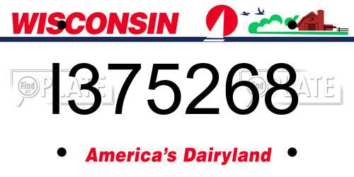 I375268 Wisconsin License Plate